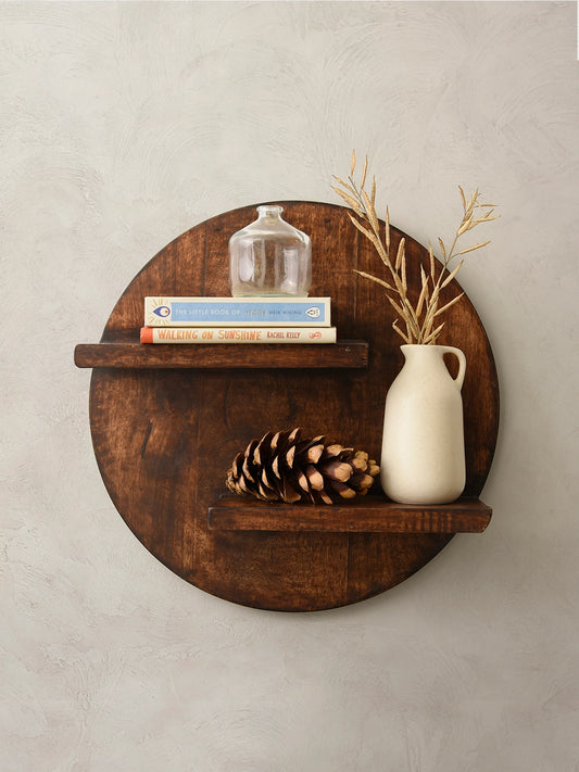 Wooden Round Wall Shelf