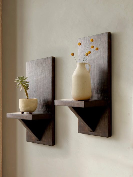 Wooden Set of Two Wall Shelves