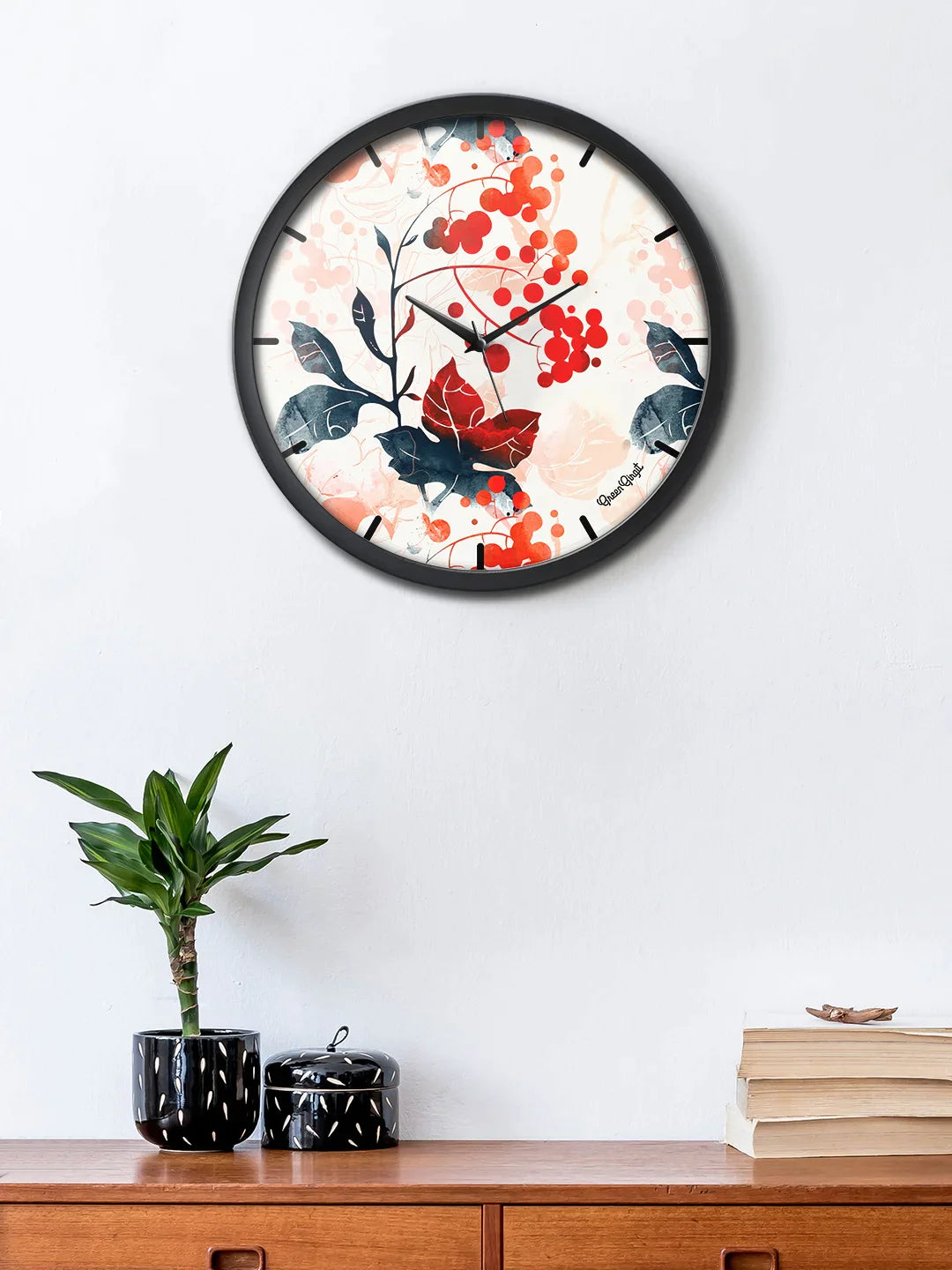 Red Cherries Multicolor Analog Wall Clock