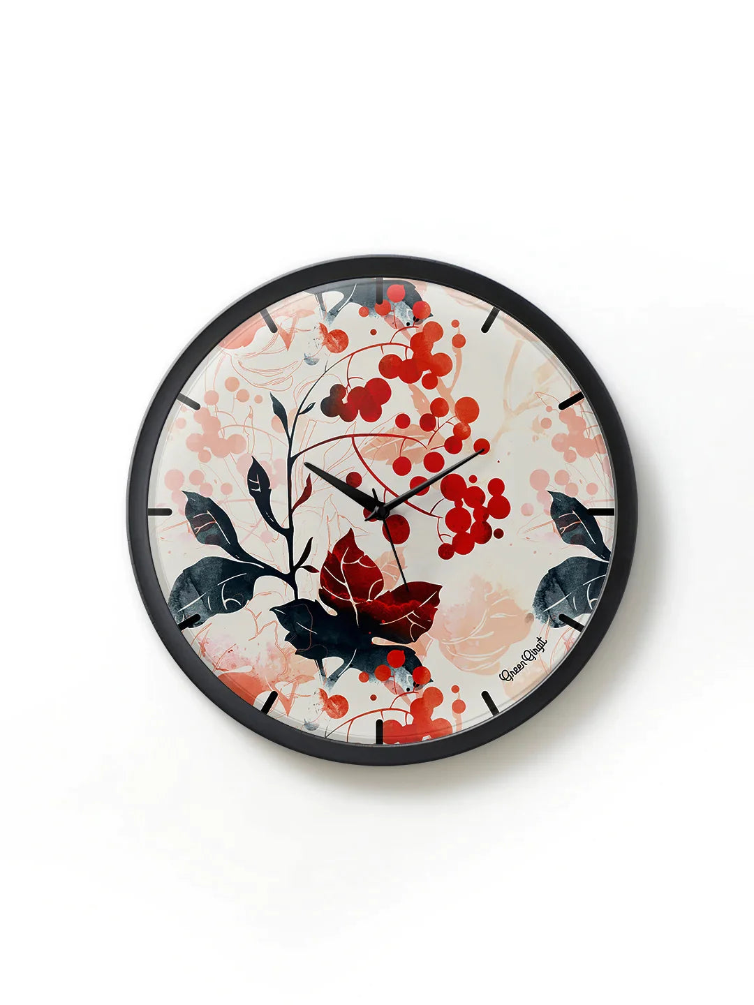 Red Cherries Multicolor 13.5 Inch Plastic Analog Wall Clock