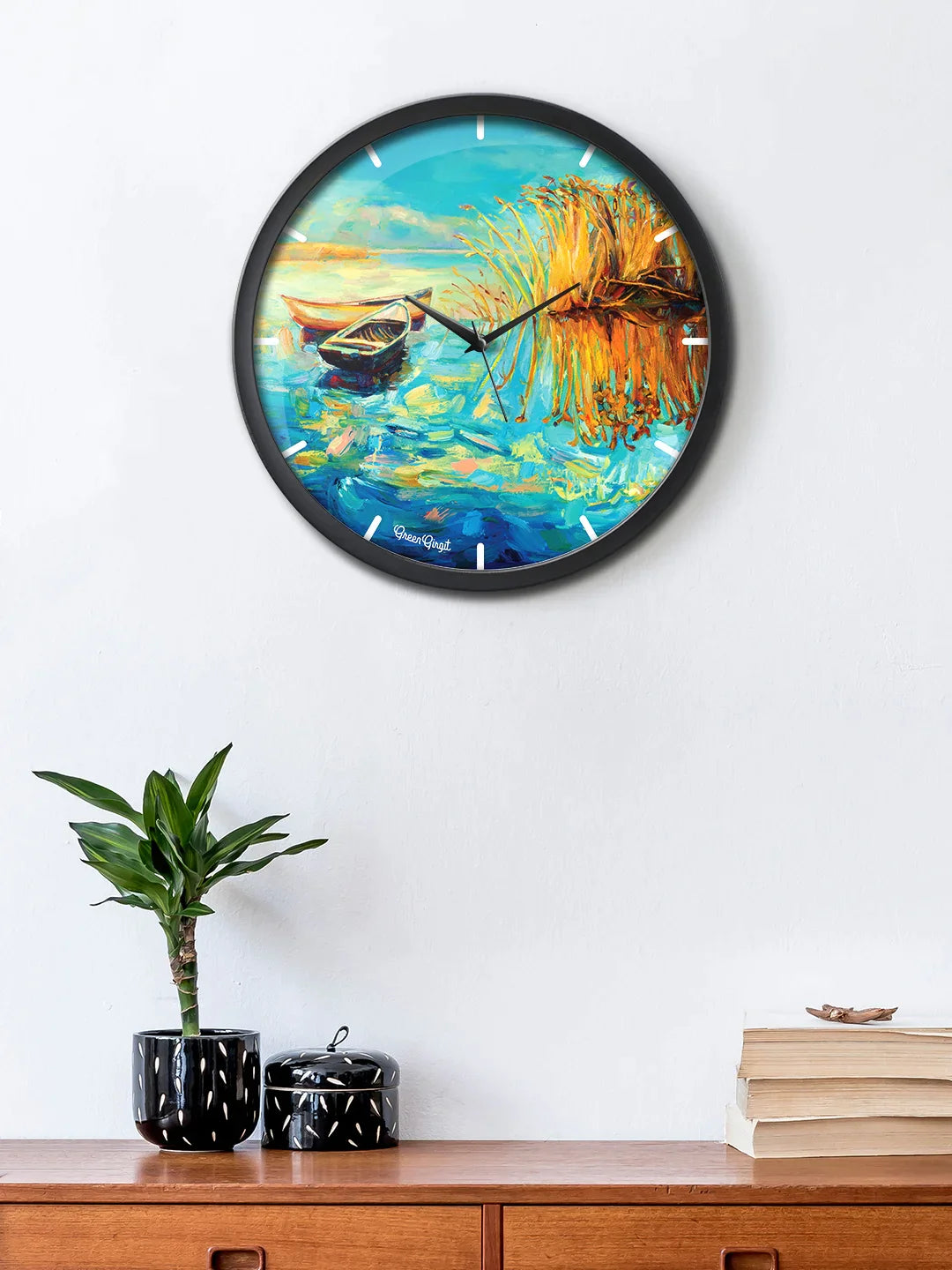 Fishing Boats Multicolor Analog Wall Clock