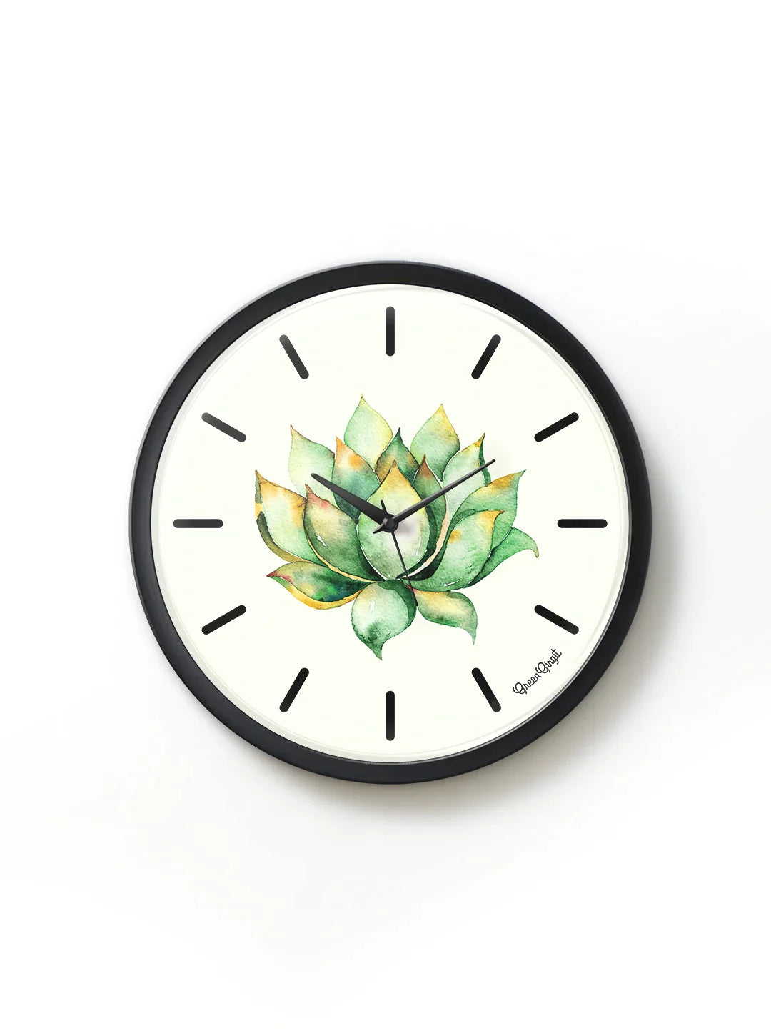 Green cactus Multicolor 13.5 Inch Plastic Analog Wall Clock