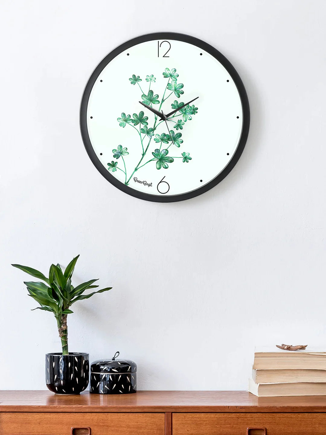 Green leaves Multicolor Wall Clock