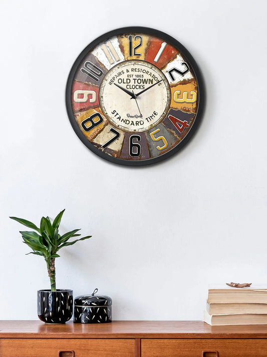 Old Town Multicolor Analog Wall Clock