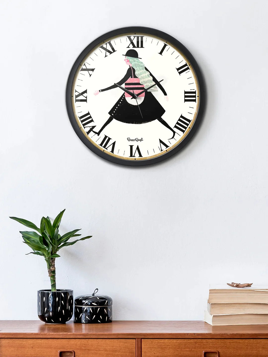 Wandering Girl Multicolor Analog Wall Clock