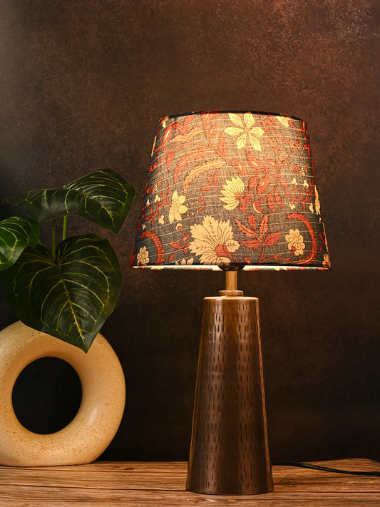Copper Etched V-Shaped Lamp with Taper Muticolor Blue Shade