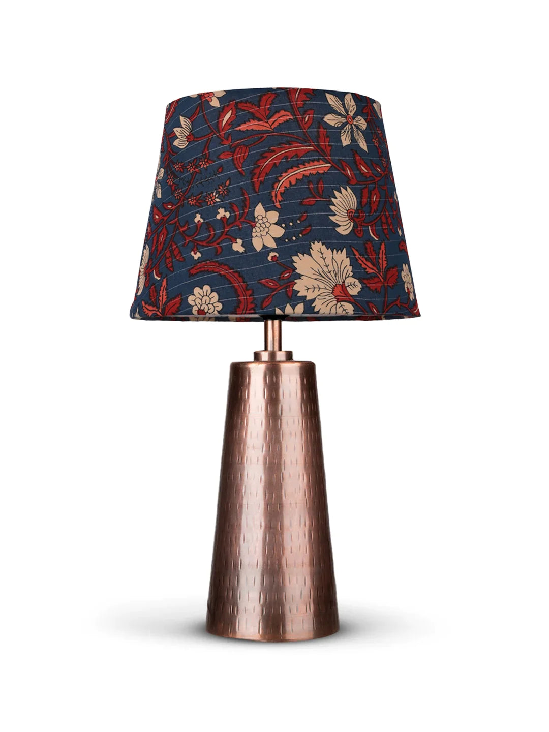 Copper Etched V-Shaped Lamp with Taper Muticolor Blue Shade