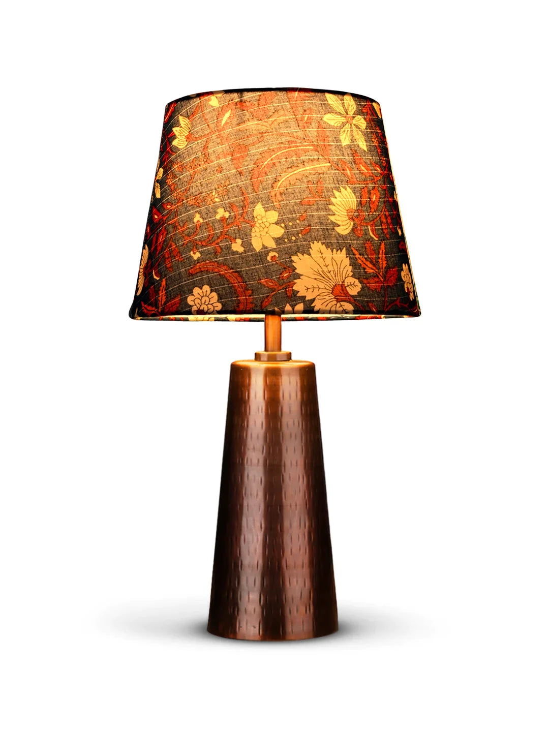 Copper Etched V-Shaped Lamp with Taper Muticolor Blue Shade