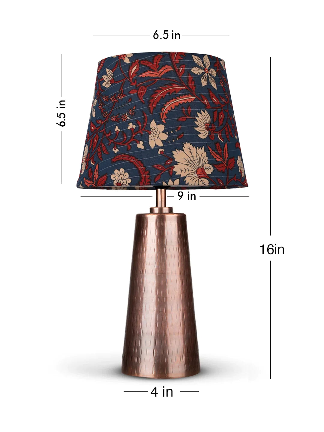 Copper Etched V-Shaped Lamp with Taper Muticolor Blue Shade
