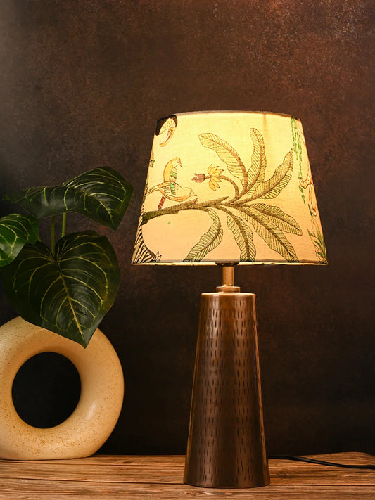 Copper Etched V-Shaped Lamp with Taper Muticolor Green Shade