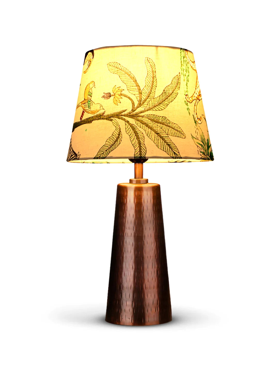 Copper Etched V-Shaped Lamp with Taper Muticolor Green Shade