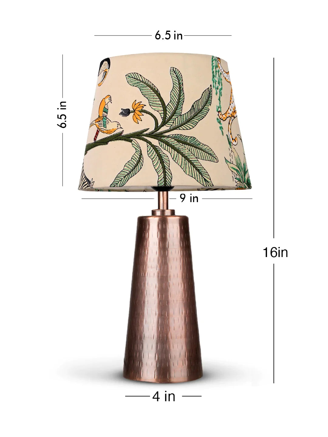 Copper Etched V-Shaped Lamp with Taper Muticolor Green Shade