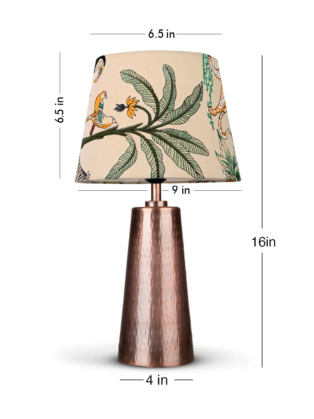 Copper Etched V-Shaped Lamp with Taper Muticolor Green Shade