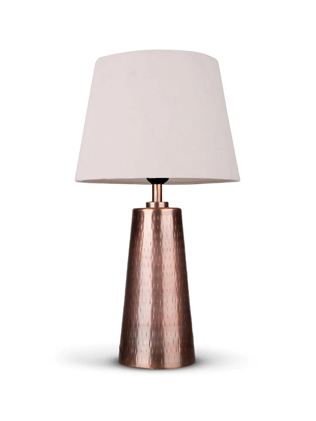 Copper Etched V-Shaped Lamp with Taper Solid White Shade