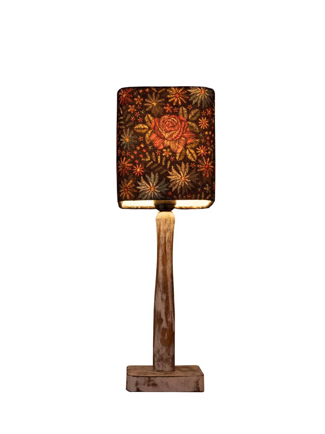 Curve Distress white Lamp with Black flowers shade