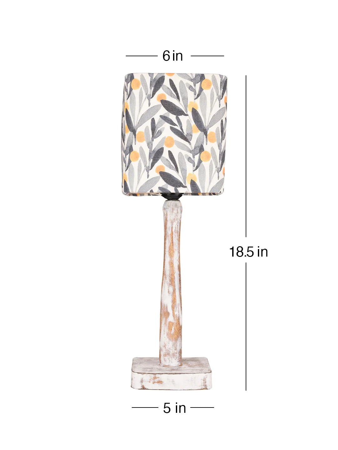 Curve Distress white Lamp with Yellow Leaves shade