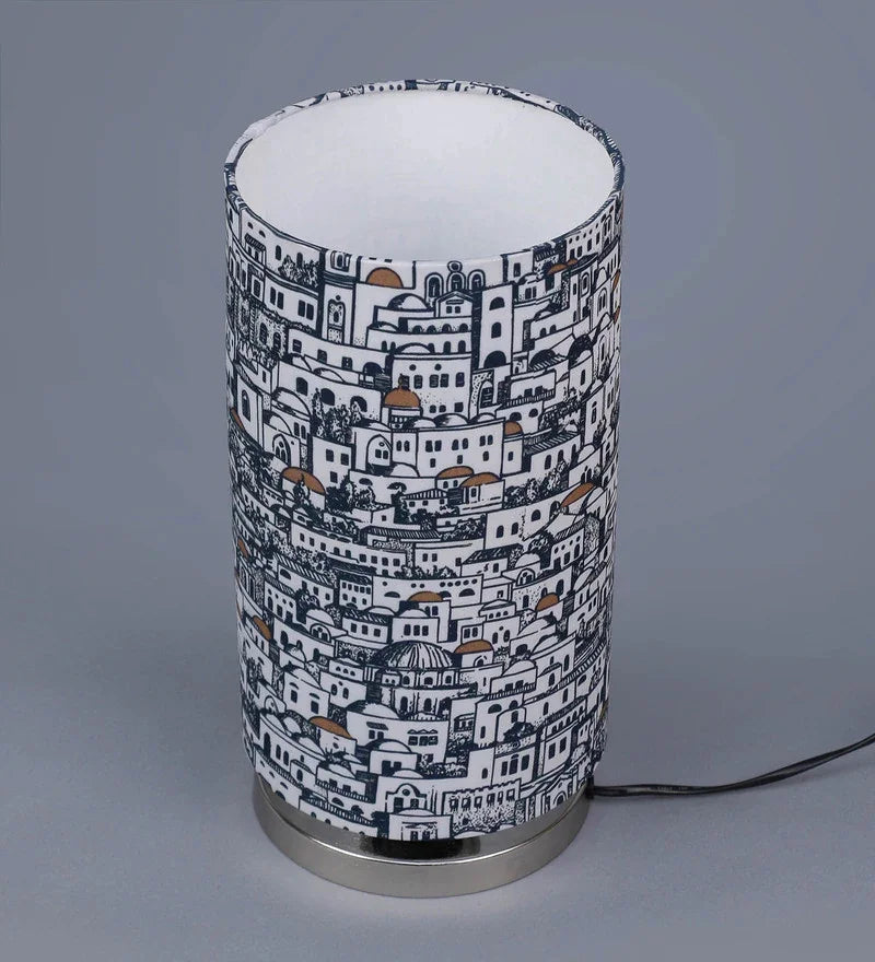 Metal Chrome Finish Lamp with Multicolor House of Domes Round Lamp Shade
