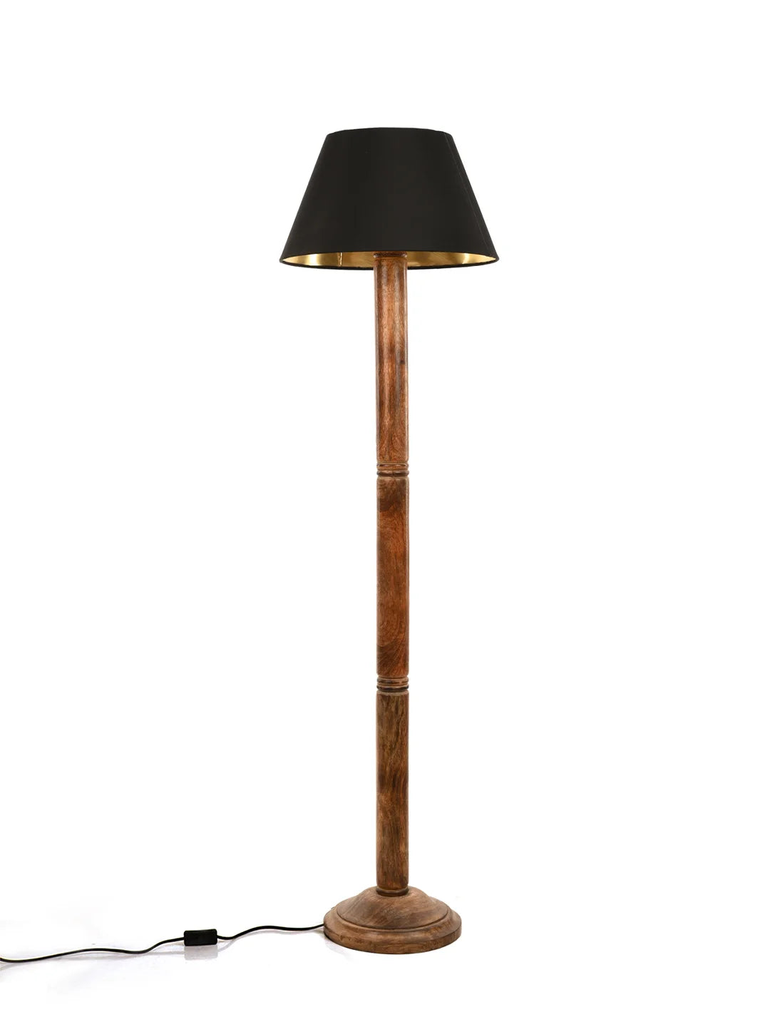 Floor Lamp Brown Ring with Solid Black Taper Lamp Shade