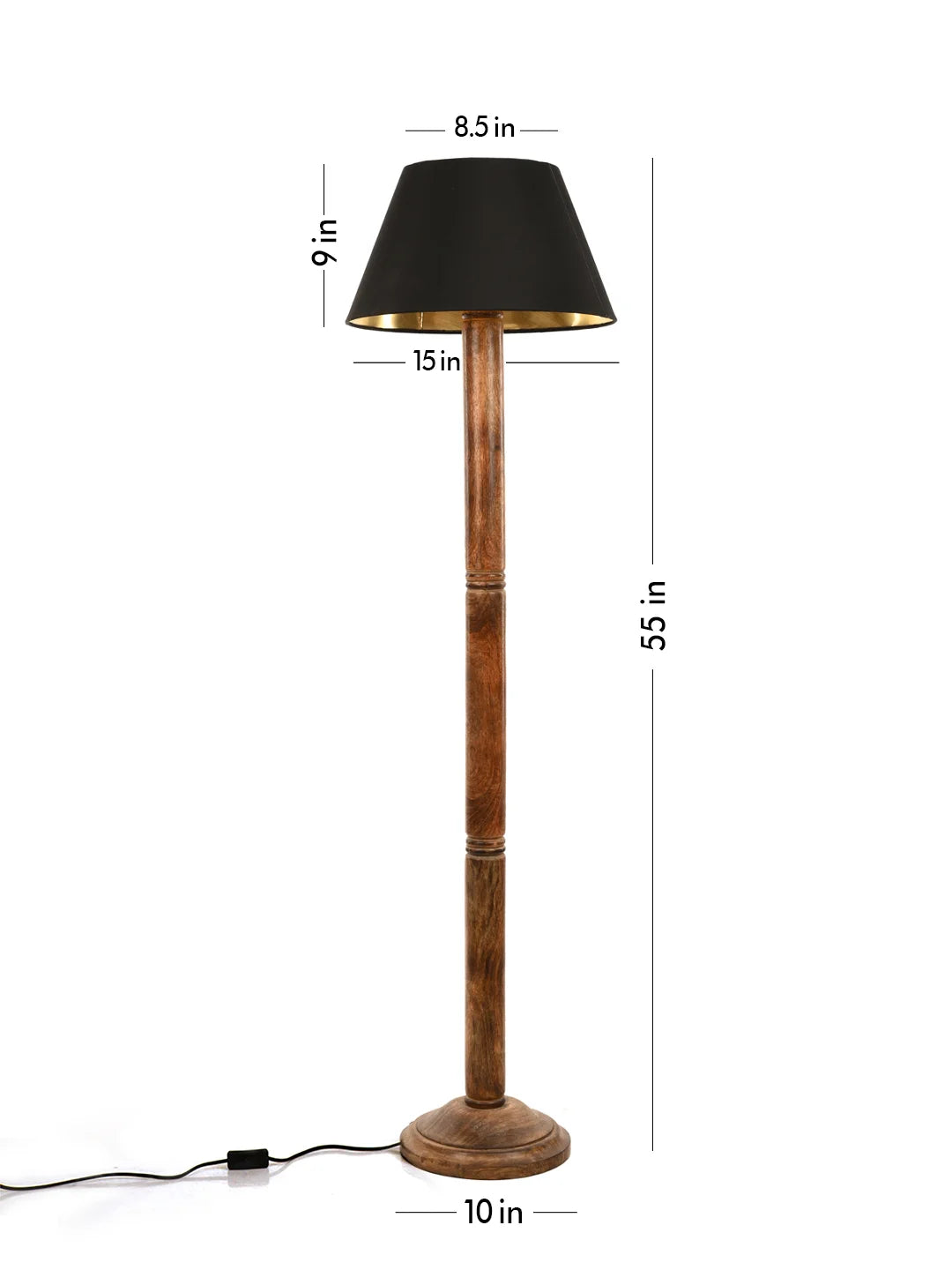 Floor Lamp Brown Ring with Solid Black Taper Lamp Shade
