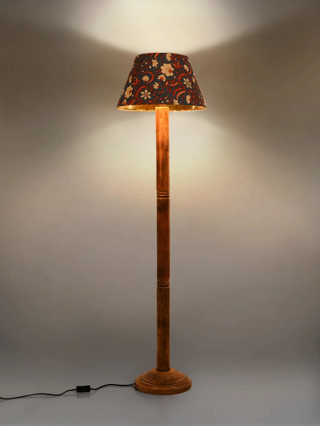 Floor Lamp Brown Ring with Mulicolor Taper Blue Lamp Shade