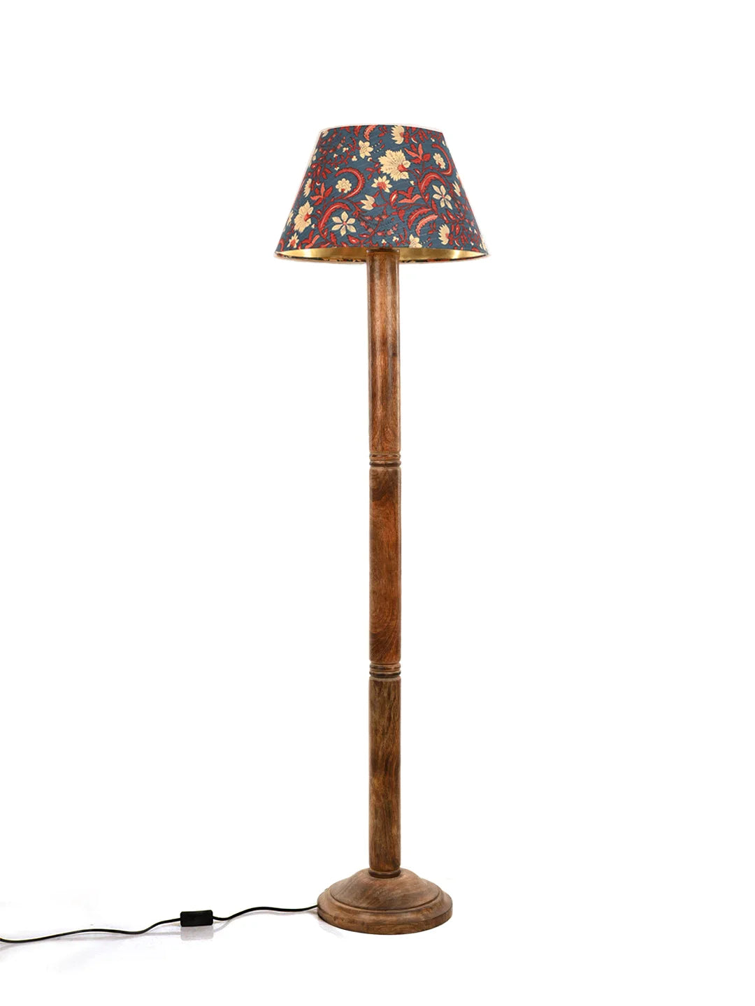 Floor Lamp Brown Ring with Mulicolor Taper Blue Lamp Shade