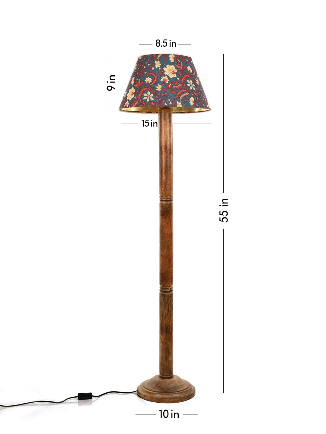 Floor Lamp Brown Ring with Mulicolor Taper Blue Lamp Shade