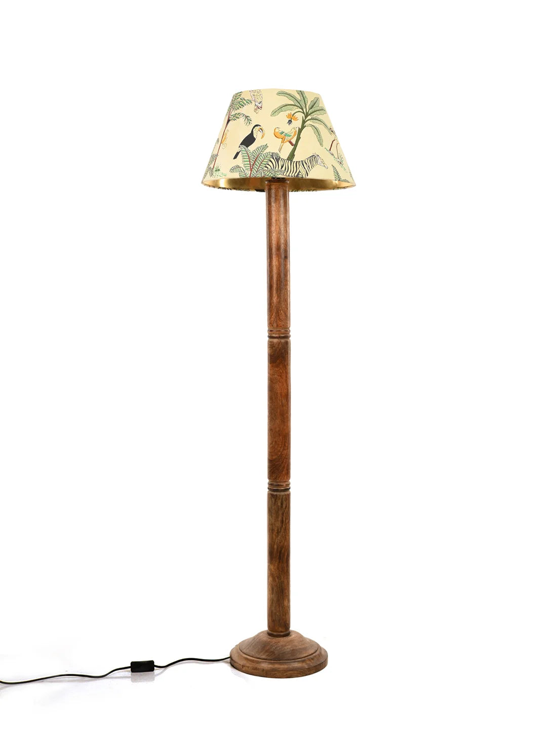 Floor Lamp Brown Ring with Mulicolor Taper Green Lamp Shade
