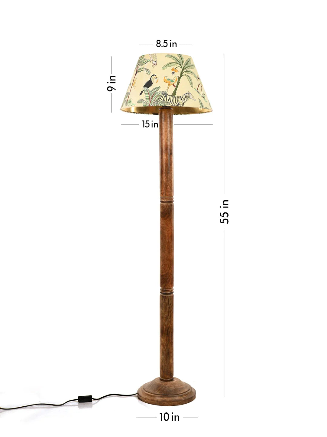 Floor Lamp Brown Ring with Mulicolor Taper Green Lamp Shade