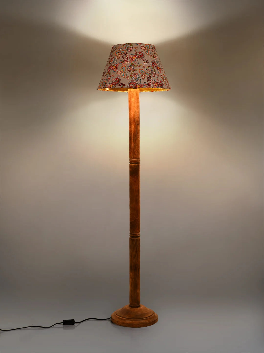 Floor Lamp Brown Ring with Mulicolor Taper Red Lamp Shade