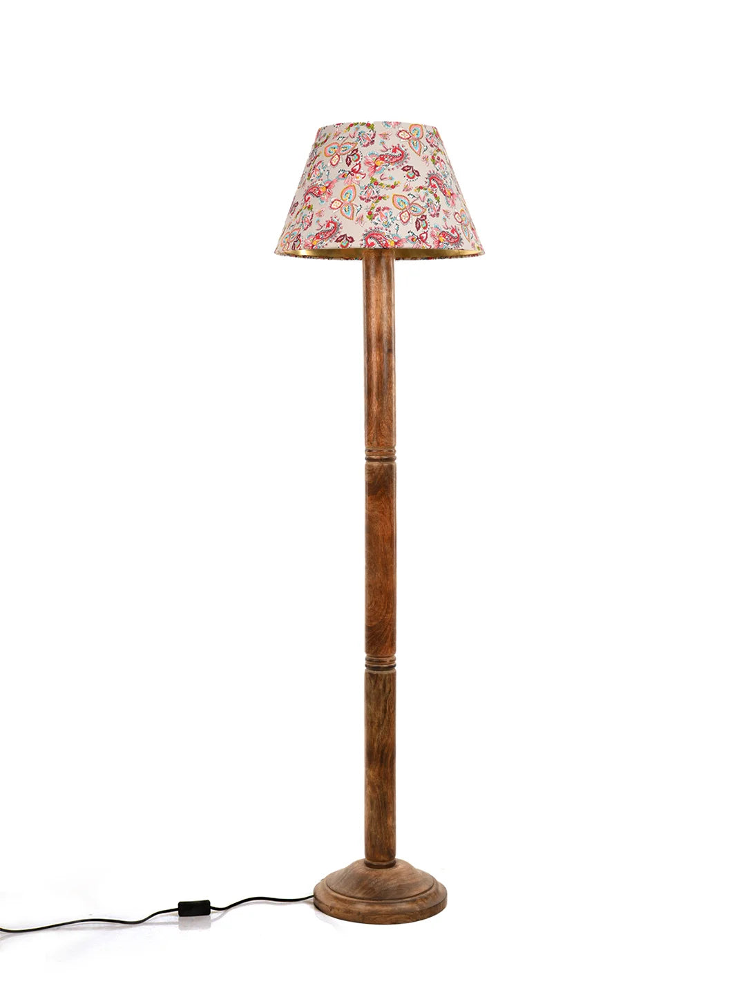 Floor Lamp Brown Ring with Mulicolor Taper Red Lamp Shade