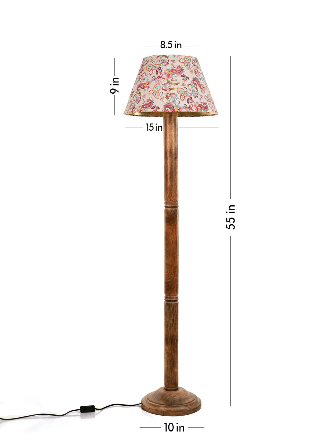 Floor Lamp Brown Ring with Mulicolor Taper Red Lamp Shade
