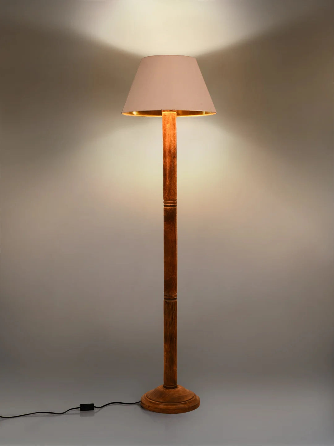 Floor Lamp Brown Ring with Solid White Taper Lamp Shade