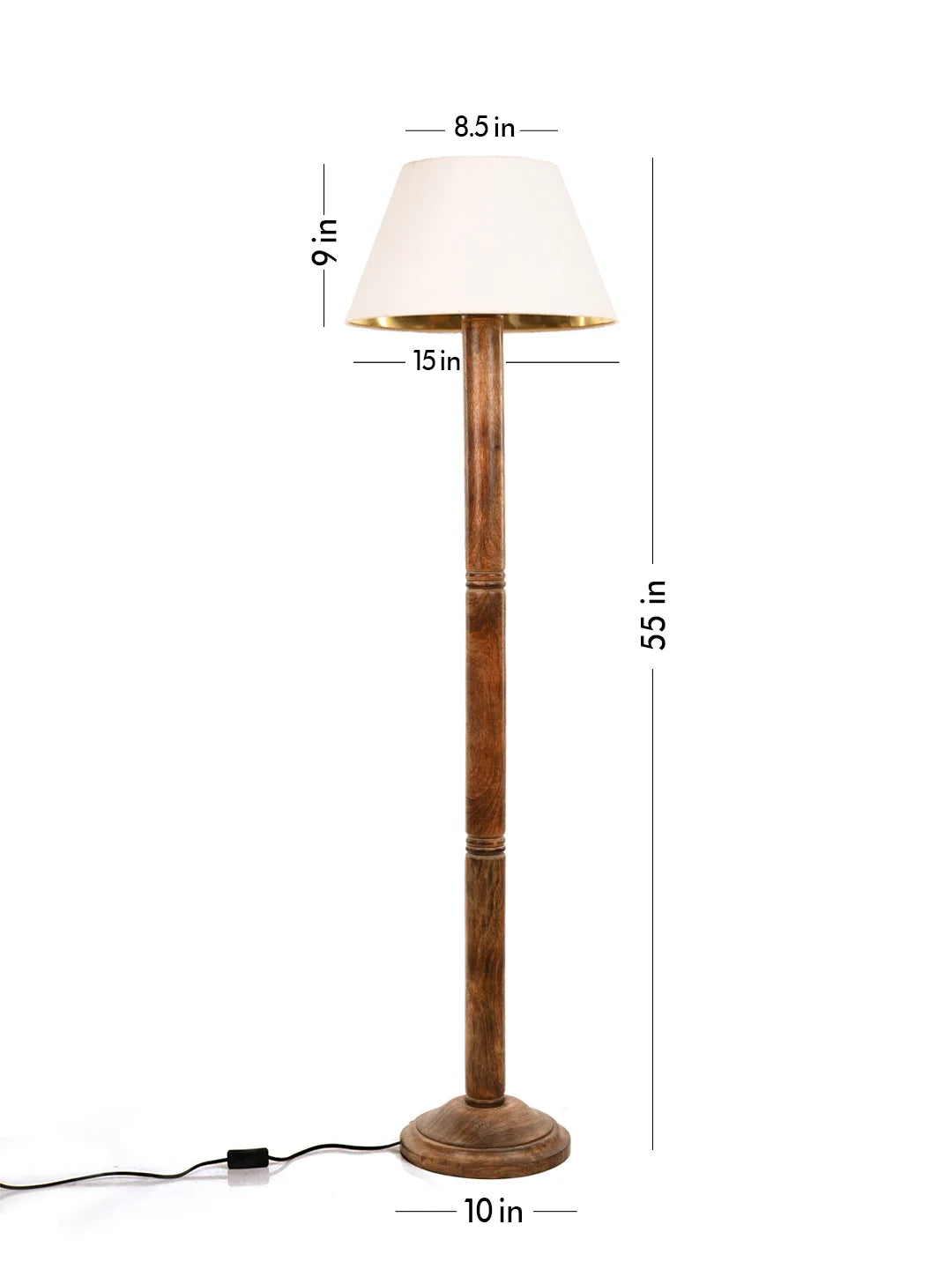 Floor Lamp Brown Ring with Solid White Taper Lamp Shade