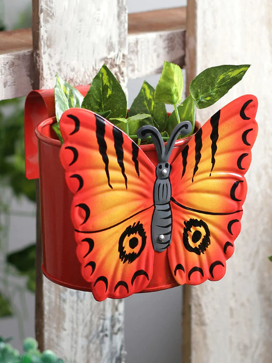Butterfly Railing Pot Red