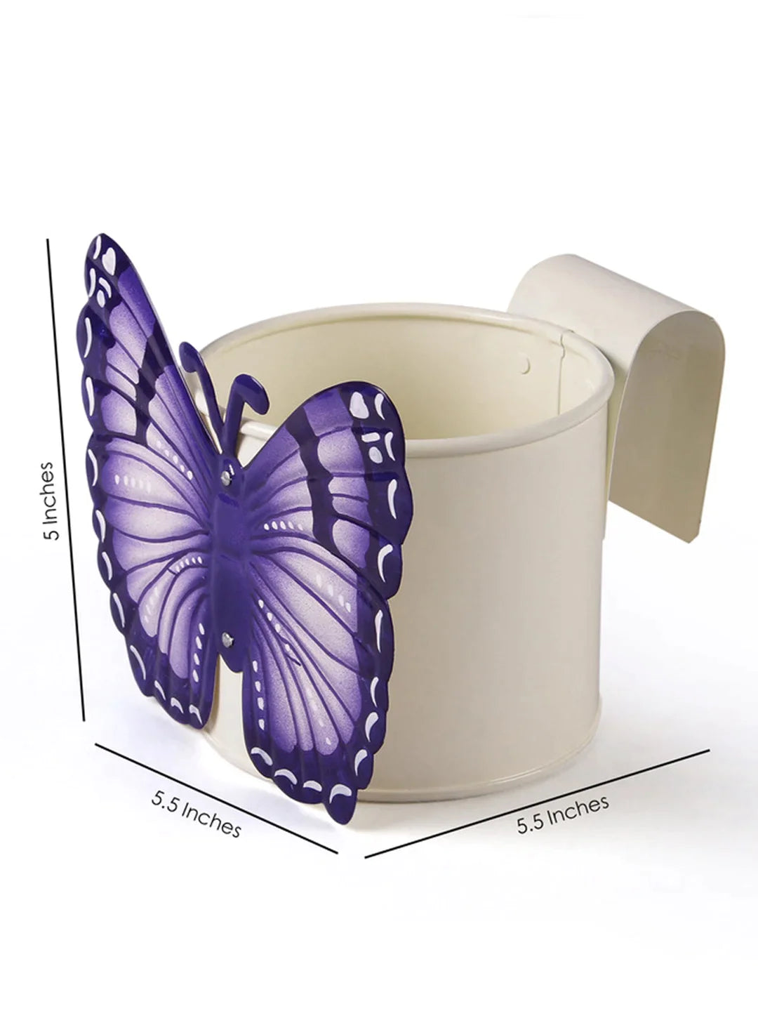 Butterfly Railing Pot White