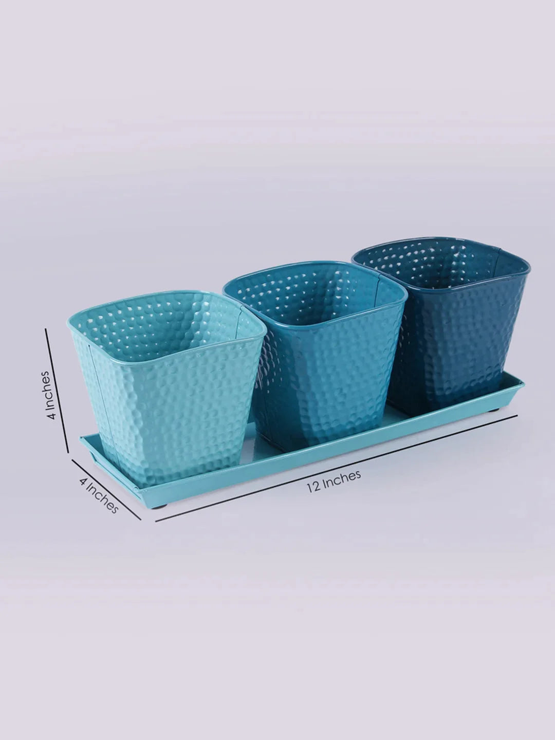 Set of three Herb Pots Blue