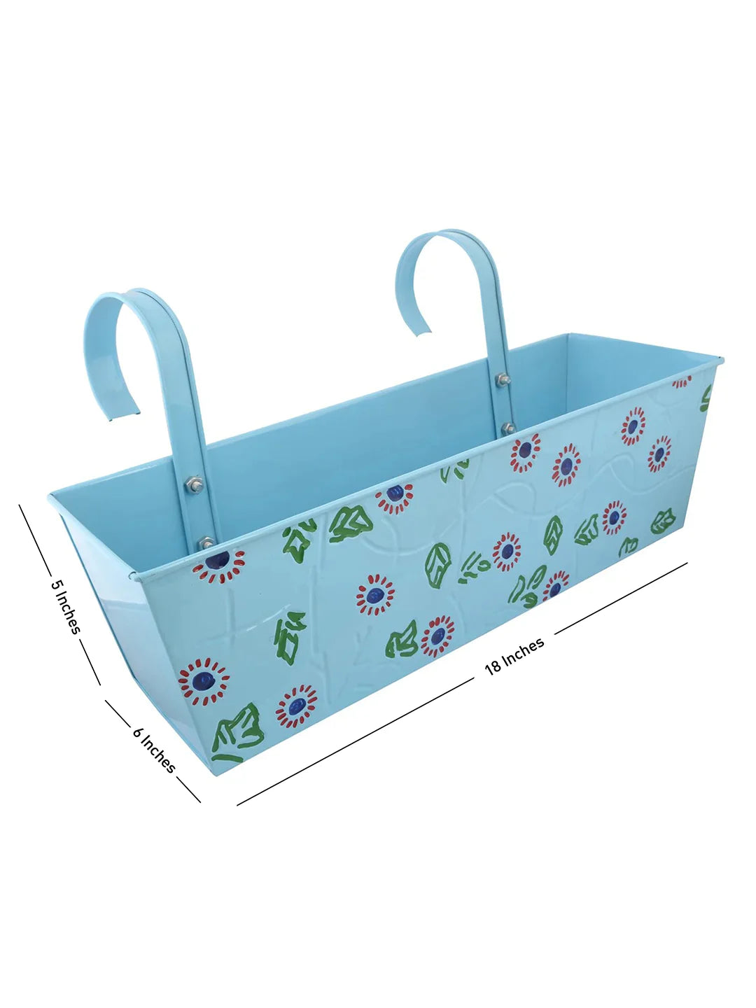 Handpainted Rectangle Planter Blue
