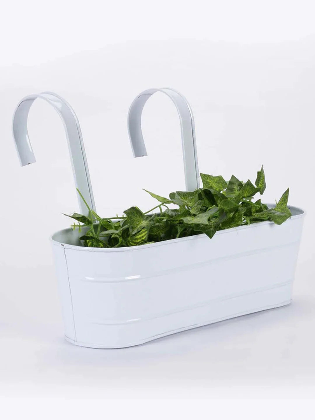 Oval Railing Planter Large White 16 Inches