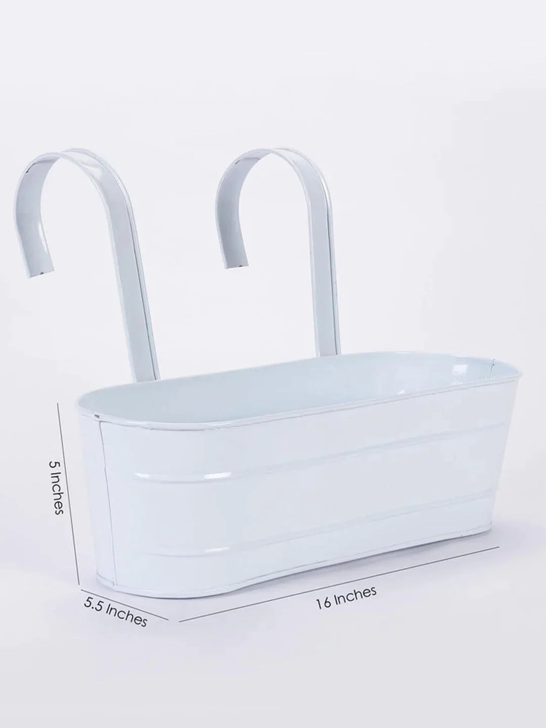 Oval Railing Planter Large White 16 Inches