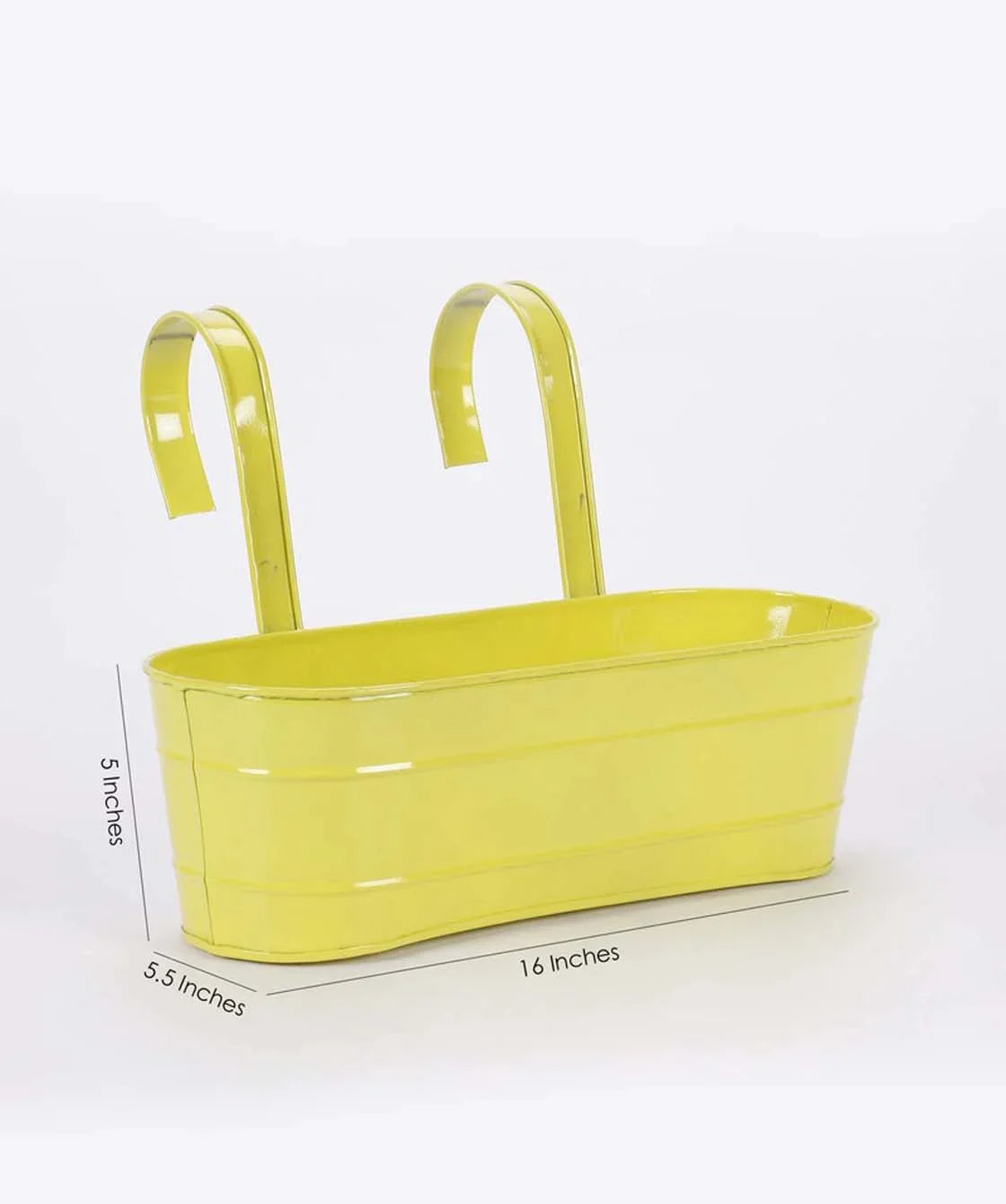 Oval Railing Planter Large Yellow 16 Inches