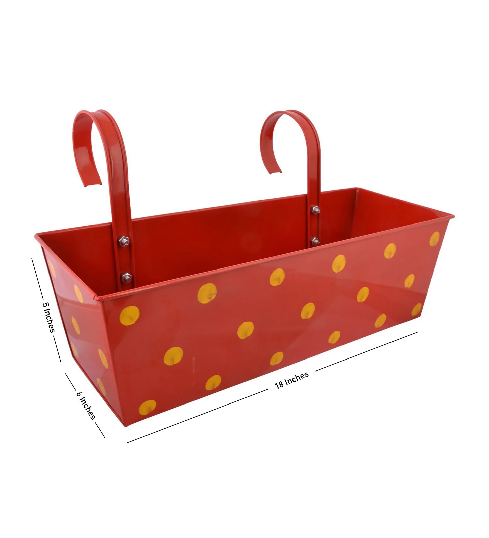 Polka Dot Rectangle Planter Red 18 Inches