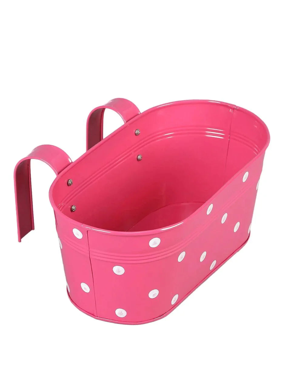Set of two Polka Dot Oval Railling Planter Big Purple & Pink 12 Inches