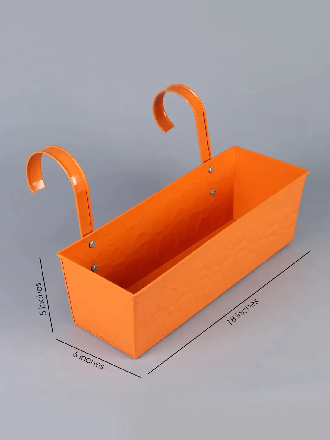 Set of Two 18'' Embossed Rectangular Planter Orange & Green