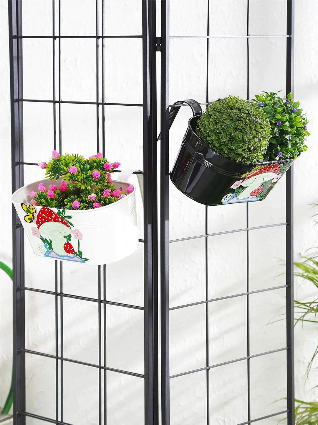 Set of two Mushroom Tub Black & White 12 Inches