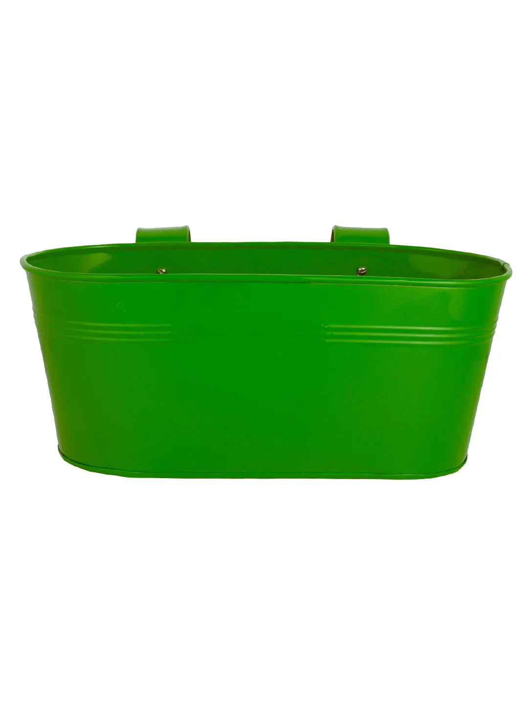 Set of Two 12'' Oval Railing Planter Green