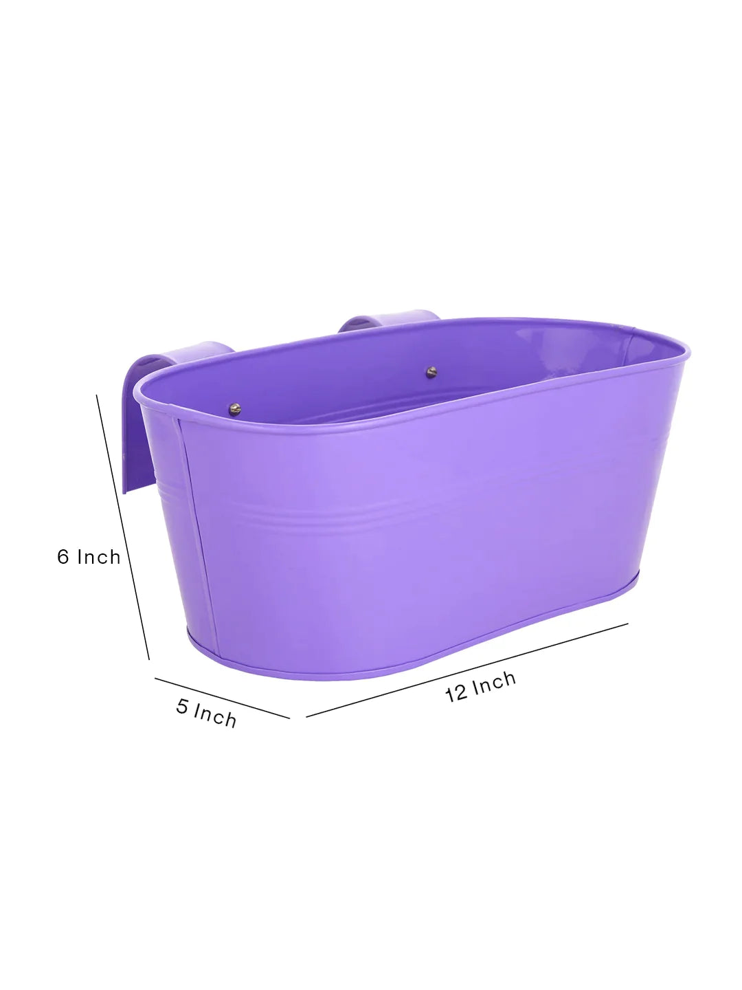 Set of Two 12'' Oval Railing Planter Purple