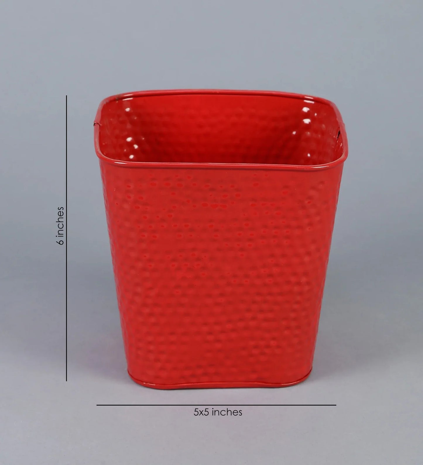 Set of Two Embossed Pot Red