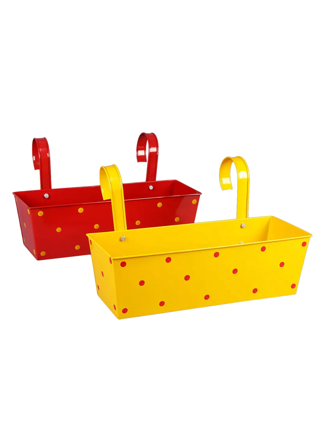 Set of two Polka Dot Rectangle Planter Red & Yellow 18 Inches