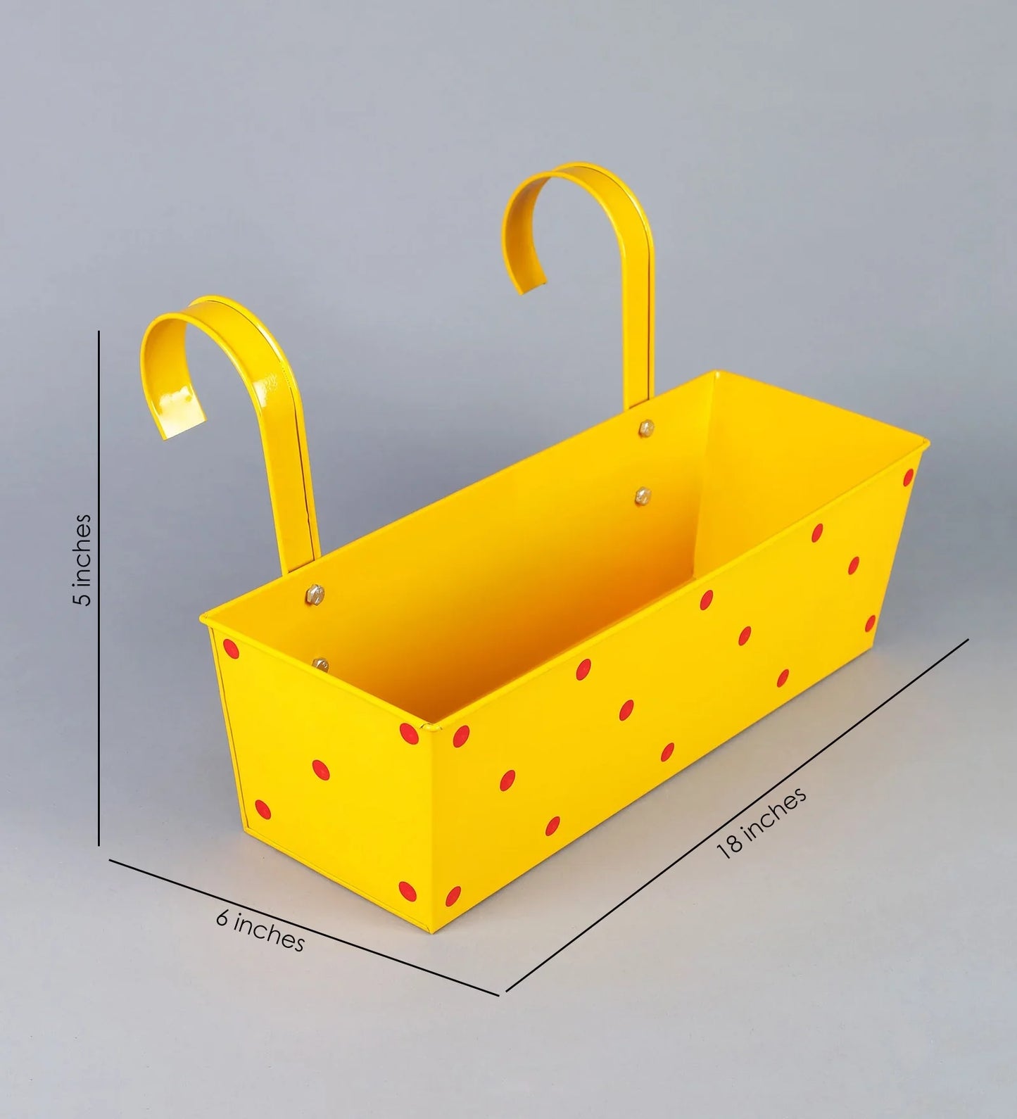 Set of two Polka Dot Rectangle Planter Red & Yellow 18 Inches
