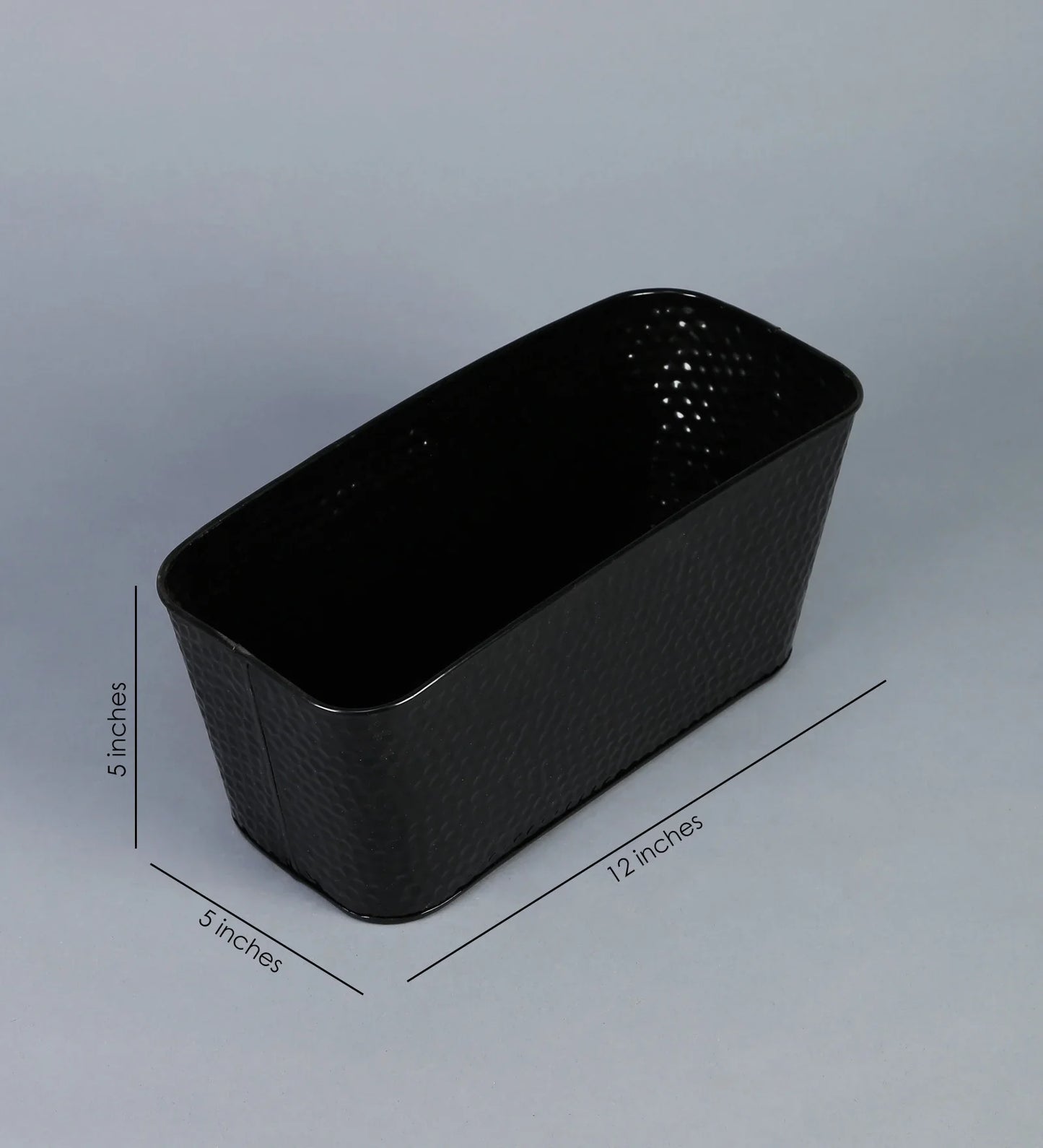 Set of Two 12'' Embossed Pot Black & White